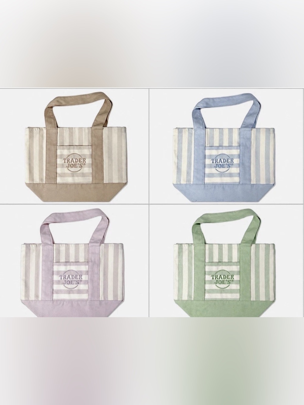 Trader Joe’s Striped Mini Tote Bag - All colors!!